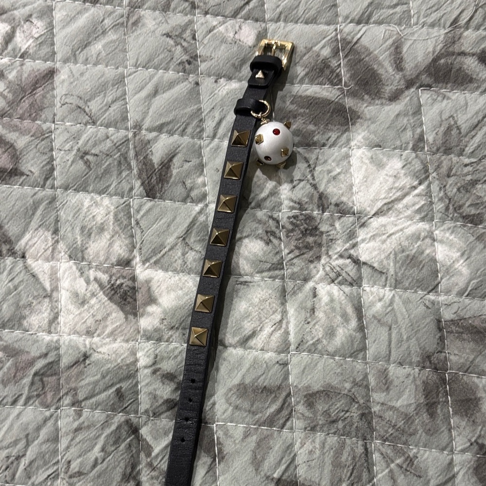 Valentino Black Leather Bracelet with Gold Studs  9 1/4 inch long